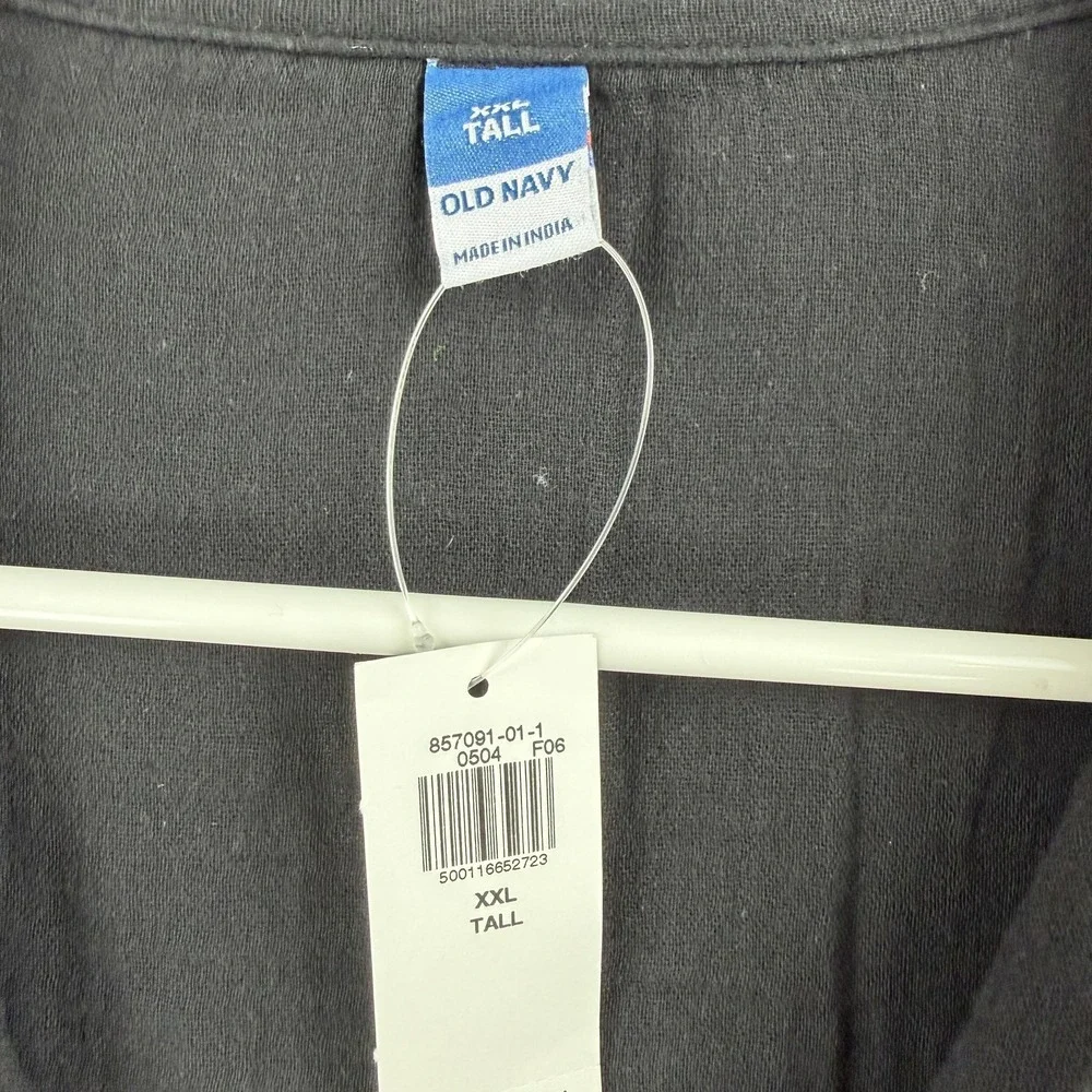 Old Navy Shirt Mens XXL‎ Tall Black Solid Long Sleeve Button Front Casual NWT